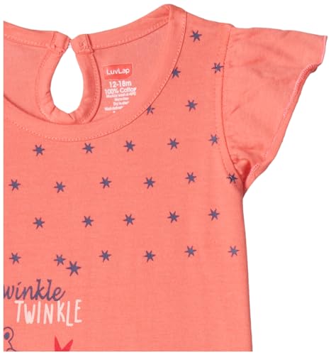 Image of LuvLap Baby Girls Regular Fit 100% Cotton Half Sleeves Girls Top CoSet Pack of 2