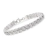 Ross-Simons 14kt White Gold Flat Byzantine Bracelet. 8 inches