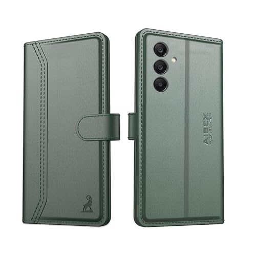 Image of AIBEX for Samsung A16 5G / Samsung F16 5G / Samsung M16 5G Flip Cover Leather Finish with Magnatic Closure | Inside TPU with Card Pockets | Wallet Stand | Complete Protection Flip Case -Green