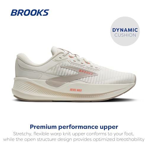 Brooks Women’s Revel Max Neutral Running & Walking Shoe - Coconut/Chateau/Peach - 6.5 Medium