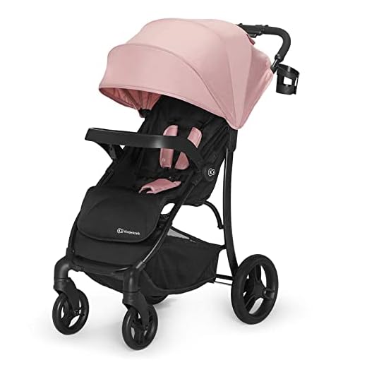 Kinderkraft Sittvagn CRUISER, Lätt, Barnvagn, Hopfällbar, Liggläge, Fjädring på alla hjul, Stor justerbar sufflett, Med tillbehör, Fotsäck, från födseln till 3 år, Rosa