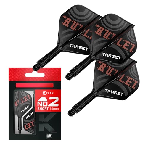 Target Darts Stephen Bunting K Flex Flights and Shaft System, No.2 | Pack of 3 Kflex All in One Flights, Player Edition Darts Accessories | K-Flex Dart Stem - Short (19mm) by Target Darts - Used condition - US$14.05