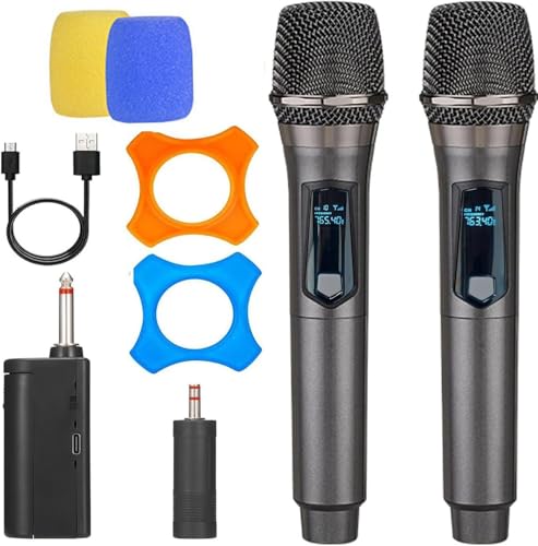 Micrófonos, Musical Instruments SDRO Micrófono Karaoke Paquete, Micrófono Inalámbrico Micrófono de Mano con Receptor Recargable y de Alta Frecuencia 100HZ-20KHZ para El Hogar Ktv Boda DJ...