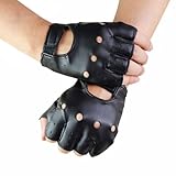 Qukoielly Gothic-Handschuhe, PU-Leder, Punk-Kostüm-Handschuhe, atmungsaktives Mode-Zubehör für Training, Radfahren, Fitness, Performance, Musik, Festival, Singen, Fitnessstudio, Fahren, Tanzen