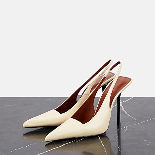 Image of THESHY Women's Pointed Toe High Stiletto Heels Slingback Stretch Slip-on Pumps Backless Patent Leather Fashion Dress Shoes for Women