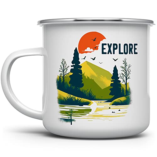 Explore Nature Travel Lover Campfire Coffee Mug, Outdoor Adventure Enthusiast