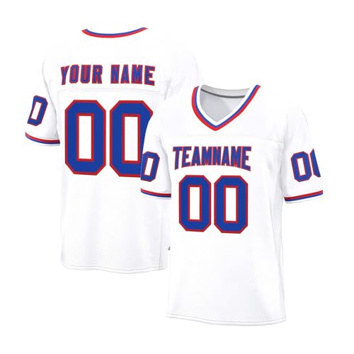 Genérico Camisetas Rugby Cuello en V Personalizadas con Nombre del Equipo número y Logotipo para Adultos jóvenes y preescolares, Uniforme Fútbol Americano Impreso Personalizado.