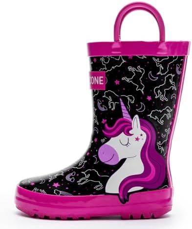 LONECONE Rain Boots with Easy-On Handles in Fun Patterns for Boys...