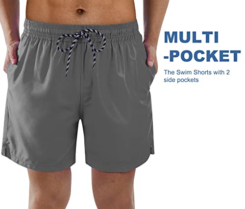 Cozople Mens Compression Swim Shorts Swimwear Stretchy Boxer Brief Liner Swim Trunks Summer Upf Quick Dry Swimming Shorts Hawaii Surfing Dinosaur Surfing Beach Boardshorts #TOP2