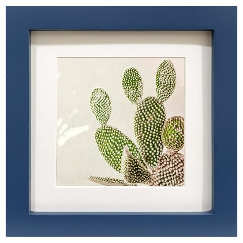 LEKAIYA 7x7 Blue Picture Frames Square Solid Wood Photo Frame for Tabletop or Wall Mounting