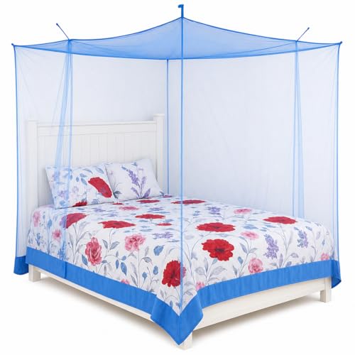 Image of ANS HDPE Mosquito Net for Single Bed | 3.5 x 6.5 Ft | Durable Breathable Mesh with Strong Border | Hanging Type Mosquito Protection Net | Lightweight & Foldable | Blue