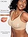 OEAK Womens Wireless Seamless Bras Full Coverage Supportive Lounge Bra Push Up Plus Size Everyday Bra Comfortable Tshirt Bras Nude 3XL-Plus