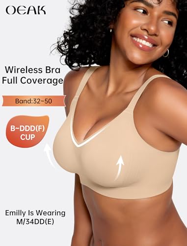OEAK Womens Wireless Seamless Bras Full Coverage Supportive Lounge Bra Push Up Plus Size Everyday Bra Comfortable Tshirt Bras2