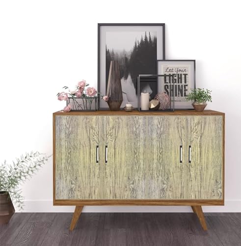 Image of WALLMATE Self Adhesive Wood Grain Wallpaper Vinyl Furniture Sticker Wood Wallpaper Kitchen Wallpaper Wooden Door Desktop Wallpapers (Muddy Wooden, 12x50 Inch)