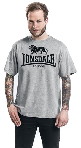 Lonsdale London Logo Hombre Camiseta Gris XL 95% algodón, 5% Viscosa Regular