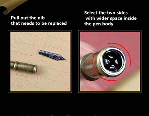 Hapfulling Retro Feather Pen Water-Dipped Quill Pen Set For Writing Calligraphy Pen Set Back To School Gifts 6 Replacement Pen Tips Mechanical Wings Gear Decoration(Blue) #TOP4