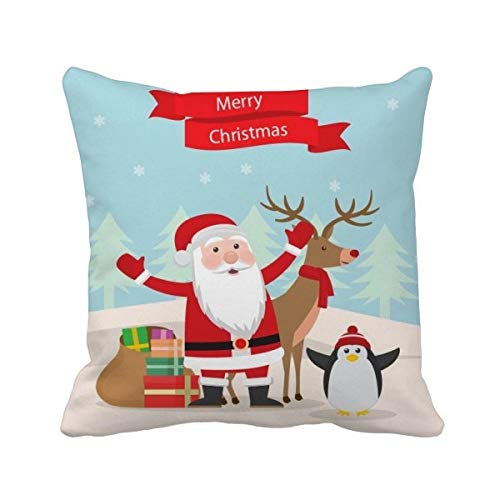 Housse de coussin Noël Père Noël Elk Pingouin pour déco de salon - 2