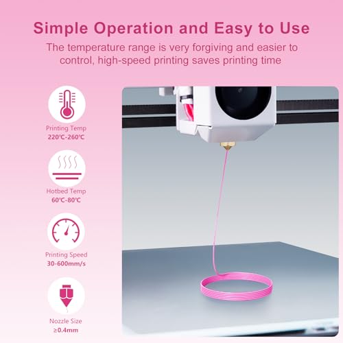 Image of IEMAI Pink Silk PLA Filament 1.75mm 1kg, Silky Glossy Finish 3D Printer Filament Max 600mm /s Printing, Enhanced Toughness & Neatly Wound for DIY, Art & Home Decor