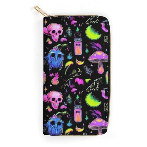 Fashion Decor Wallet, Long PU Zipper Wallet, Travel Purse Fashion Design, Huge Storage Capacity PurseGothic Magic Witch Witchy