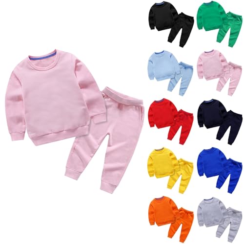 Girls Boys Sweatsuit Set, 2 Piece Solid Pullover Crewneck Athletic Sweatshirt and Jogger Sweatpants Set for Kids2