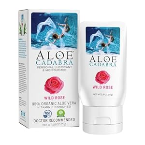 Aloe Cadabra Flavored Personal Lubricant and Vaginal Moisturizer, Organic Edible Aloe Lube for Men, Women and Couples, Non-Staining, pH Balanced, Toy Compatible (Wild Rose, 2.5 Ounces, 1 Pack)