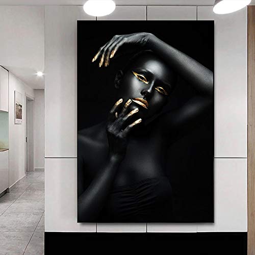 Affiches et imprimes sexy fille en noir et or sur toile durable 40x60