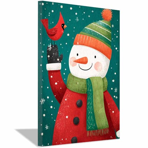 Décoration murale de Noël bonhomme de neige amusant pour illuminer votre salon en hiver 70x100cm