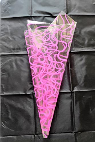 Image of 3A Featuretail 2o In x 26 In Wave Design Transparent Cellophane Sheets For Gift Wrap, Baskets Hampers, Flowers (25 Micron, Pack of 25) (Pink)