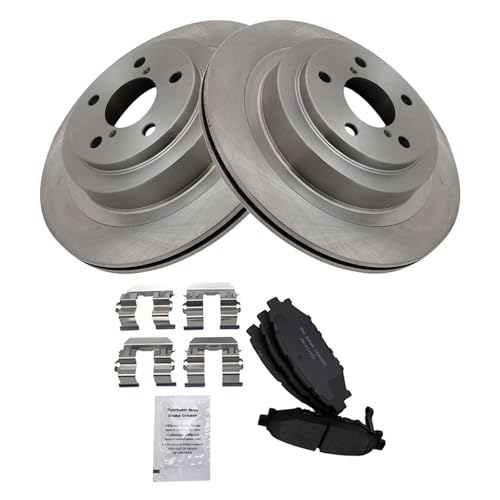 Image of TRQ Rear Brake Pad and Rotor Set Ceramic Compatible with 2008-2011 Subaru Legacy