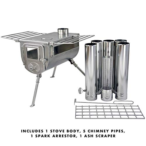 Winnerwell Woodlander Double-View Large Tent Stove | Portable Wood Burning Tent Stove for Tents, Shelters, and Camping | 1500 Cubic Inch Firebox | Stainless Steel Construction | Includes Chimney Pipe - Thumbnail 5
