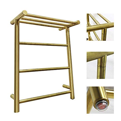 SCLHouiX Calentador de toallero eléctrico de Acero Inoxidable 304 montado en la Pared con Estante Radiador termostático eléctrico para toallero de baño, B, cableado (cableado B)