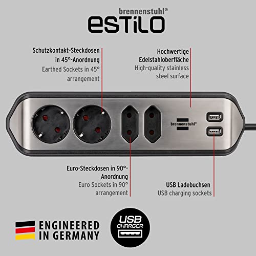 Multiprise 4x Brennenstuhl Estilo noir contre les câbles emmêlés - 3