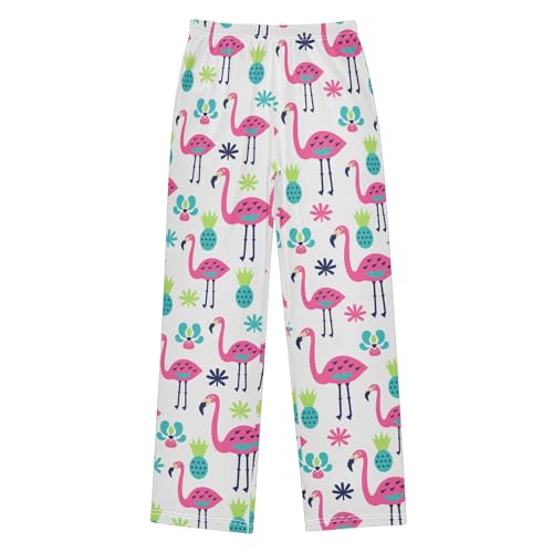 Lovely Flamingo Pineapples Boys Long Pants Soft Trousers Elastic Waist Kids Lounge Bottoms with Pockets S-XL