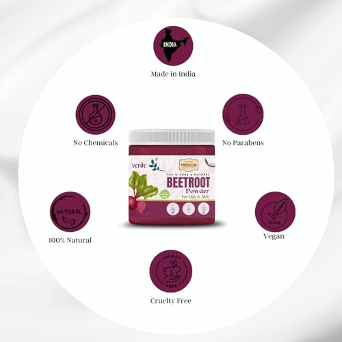 Image of 100% Pure & Natural Beetroot Powder for Face /Hair /Lips - Glowing Skin Facepack + Silky Hair - All Skin Types - (120 GM)