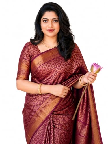 Image of Yashika Women's Banarsi Art Silk Saree with Blouse Piece for Traditional Ethnic Wear Sari