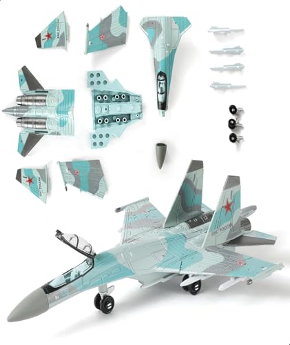 Image of 1:100 Su35 Fighter Jet Model, Detailed Military Aircraft Toy for Adults and Kids, Perfect for Home Office Decor, Gift for Aviation Enthusiasts and Collectors Ornaments