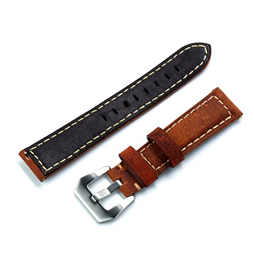 Correas de reloj cuero 20 mm 22 mm 24 mm bandas negro hebilla acero 6