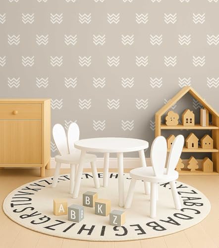 Décoration murale bohème avec papier peint géométrique beige texturé - 3