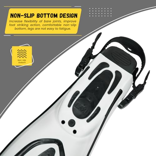TUDIVING-Diving Fins Long Silicone Flippers Swim Equipment Snorkel Fins New Professional Scuba Fins Adults Men Women (White, L/XL | US 10/12) - Thumbnail 2
