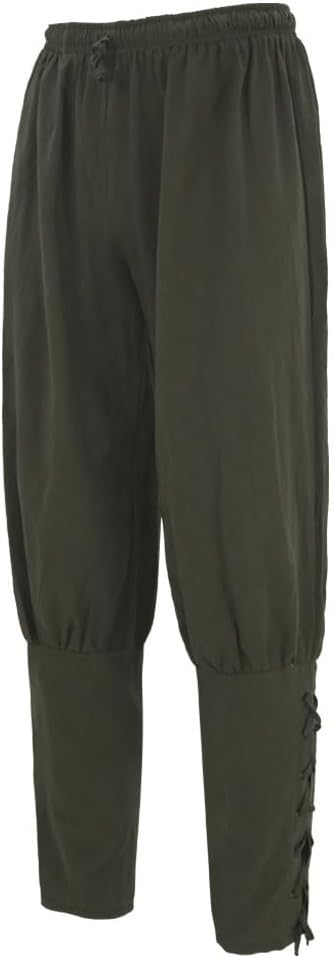 Sheface Mens Medieval Ankle Pants Renaissance Viking Pirate Navigator Lace Up Halloween Trousers