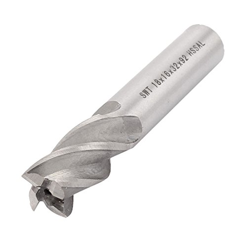 Image of uxcell 16mmx18mmx32mmx92mm Machining Cutting Tool Helical Groove 4 Flute Straight Shank Milling Cutter End Mill