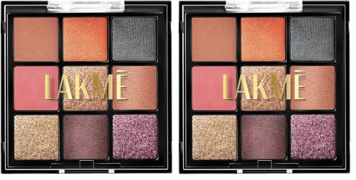 Image of LAKME 9 in 1 Eyeshadow Powder EveningGlam 11.7g - Matte, Shimmer and Metallic (Pack of 2)