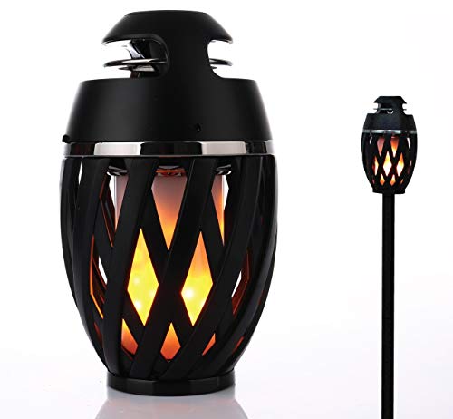 Gabba Goods Premium Bluetooth 4.2 Wireless Portable Outdoor Atmosphere LED Flicker Flame Speaker with Tiki Torch Pole