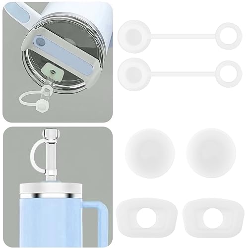 2Sets Stanley Straw Cover, 2.0 Stanley Spill Stopper Compatible 40oz/30oz, Stanley Cup Accessories, Stanley Stopper, Include 2 Straw Lids and 2 Square/2 Round Stanley Leak Stopper,wool white