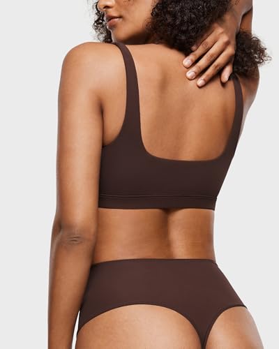 Image of INLYRIC Women's Inbarely Soft Thong - High Waisted Tagless Smooth Stretch Underwear Ultra-soft No Show Panties 3 Pack