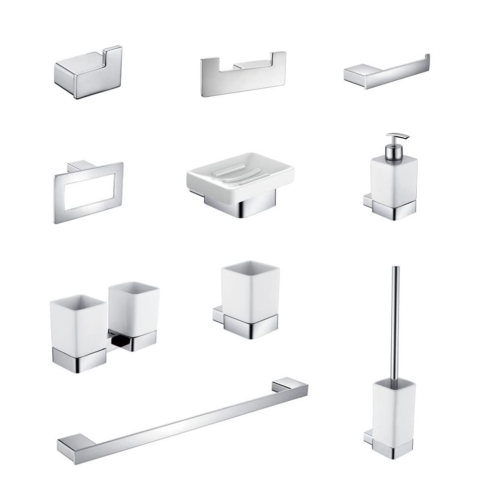Ensemble d'accessoires de salle de bain noir en aluminium avec porte-papier et brosse de toilette