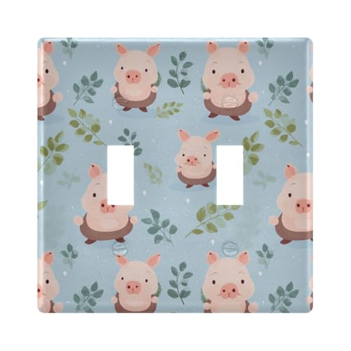 UMIRIKO Cute Pig Light Switch Cover Plate Covers Decorative Double Toggle Home Decor 202a8881