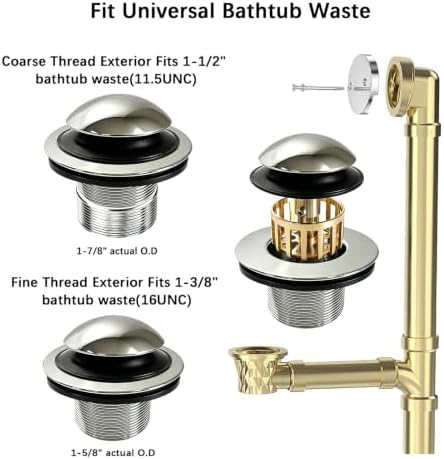J.Y.Memorize Tip-Toe Bathtub Drain & Overflow Kit, Pop-Up Tub Drain Stopper - 2
