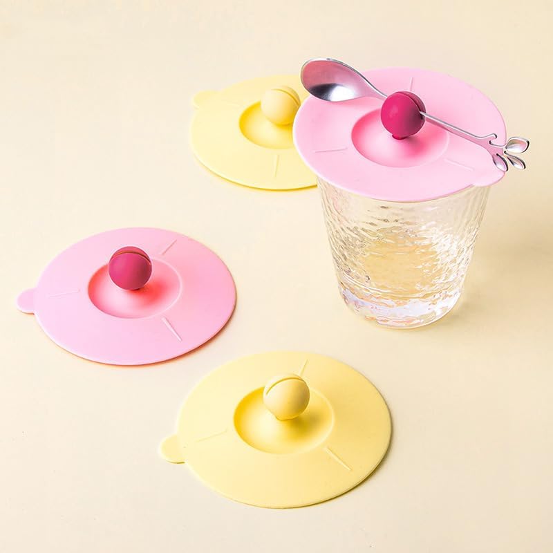 1PC Silicone & Plastic Cup Lid - Dust-Proof, Leak-Proof Seal, Sealed Beverage Cup Lid, Suitable for Hot & Cold Drinks, Pink