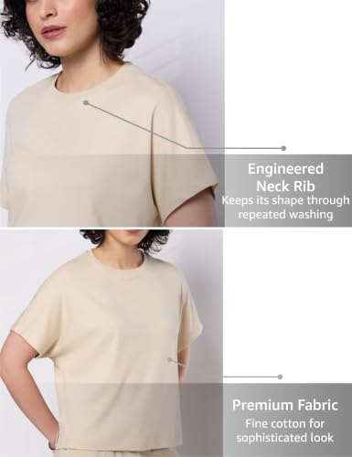 Image of Symbol Premium Women's Oversized Cotton Cropped T-Shirt (Stylish | Super Soft | Round Neck | Solid) (Available in Plus Sizes)
